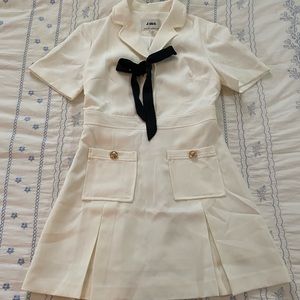 J.ING White Preppy Pleated Dress
